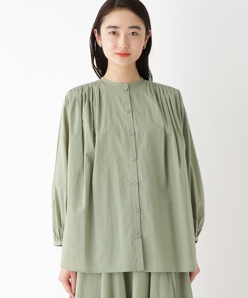 OPAQUE.CLIP（オペークドットクリップ）の「◆【大草直子さんコラボ】コットンギャザーブラウス セットアップ対応（シャツ/ブラウス・レディース・ライトグリーン/サンドベージュ/オレンジ・40/38/36）」の15枚目の写真