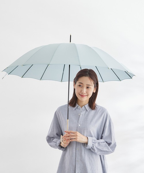 Wpc.（ダブリュピーシー）の「【Wpc.】晴雨兼用/16本骨ソリッド（長傘・レディース・ベージュ/サックスブルー/ネイビー/ピンク・FREE）」の3枚目の写真