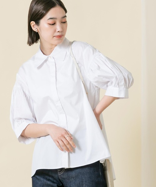 Gready Brilliant（グレディブリリアン）の「綿サテン切替ランタンＳＶブラウス（シャツ/ブラウス・レディース・ブラック/オフホワイト・38）」の2枚目の写真