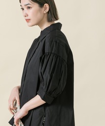 綿サテン切替ランタンＳＶブラウス