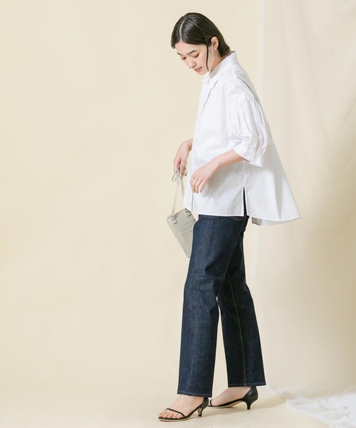 Gready Brilliant（グレディブリリアン）の「綿サテン切替ランタンＳＶブラウス（シャツ/ブラウス・レディース・ブラック/オフホワイト・38）」の4枚目の写真