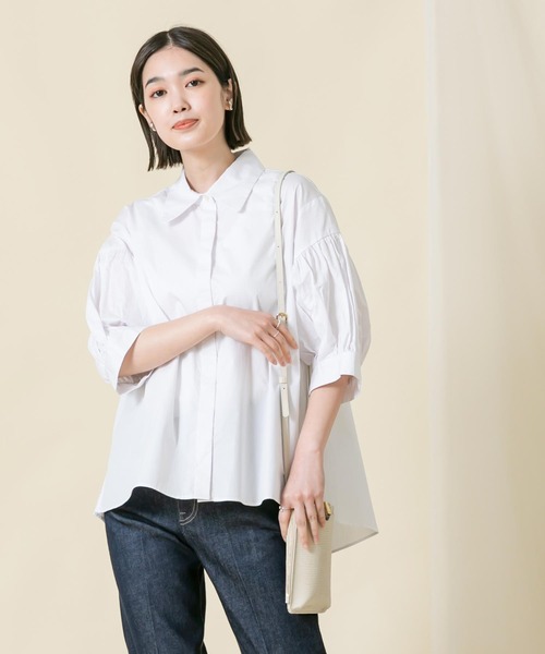 Gready Brilliant（グレディブリリアン）の「綿サテン切替ランタンＳＶブラウス（シャツ/ブラウス・レディース・ブラック/オフホワイト・38）」の7枚目の写真