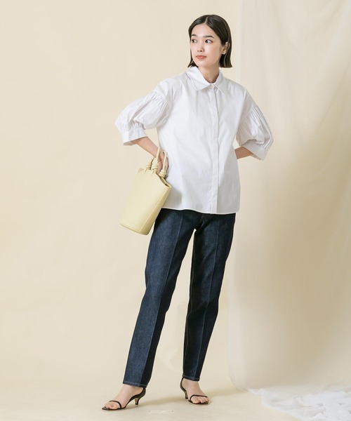 Gready Brilliant（グレディブリリアン）の「綿サテン切替ランタンＳＶブラウス（シャツ/ブラウス・レディース・ブラック/オフホワイト・38）」の3枚目の写真