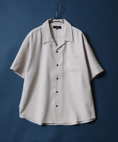 ANPAS（アンパス）の「ANPAS Twill Fabric Oversized Open Collar Shirt/ANPAS 別注 ツイル オーバーサイズ オープンカラーシャツ（シャツ/ブラウス・メンズ・ブラック/ブルー/ダークグリーン/ベージュ/ホワイト/ライトグレー・M/L）」の4枚目の写真