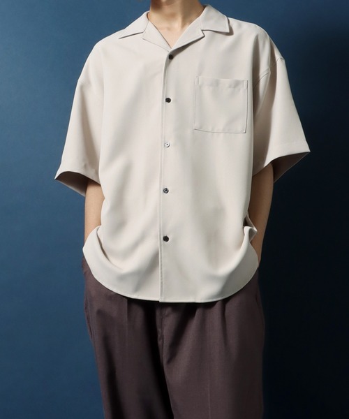 ANPAS（アンパス）の「ANPAS Twill Fabric Oversized Open Collar Shirt/ANPAS 別注 ツイル オーバーサイズ オープンカラーシャツ（シャツ/ブラウス・メンズ・ブラック/ブルー/ダークグリーン/ベージュ/ホワイト/ライトグレー・M/L）」の10枚目の写真