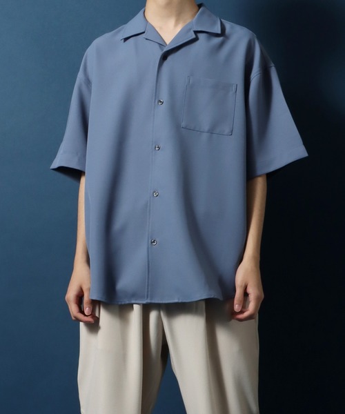 ANPAS（アンパス）の「ANPAS Twill Fabric Oversized Open Collar Shirt/ANPAS 別注 ツイル オーバーサイズ オープンカラーシャツ（シャツ/ブラウス・メンズ・ブラック/ブルー/ダークグリーン/ベージュ/ホワイト/ライトグレー・M/L）」の12枚目の写真