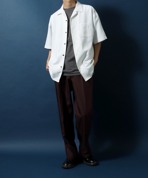 ANPAS（アンパス）の「ANPAS Twill Fabric Oversized Open Collar Shirt/ANPAS 別注 ツイル オーバーサイズ オープンカラーシャツ（シャツ/ブラウス・メンズ・ブラック/ブルー/ダークグリーン/ベージュ/ホワイト/ライトグレー・M/L）」の14枚目の写真