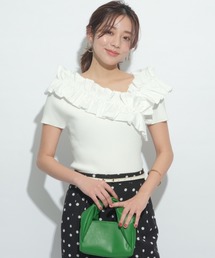 JUSGLITTY - 今期 ジャスグリッティー 袖フリルラインニット JUSGLITTY（ジャスグリッティー）の「アシメフリルニット