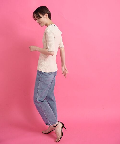 Kari & lili(カウリアンドリィリィ)の「neck line rib tops(ニット/セーター・レディース・ダークブルー/ライトブルー/オフホワイト・FREE)」の5枚目の写真