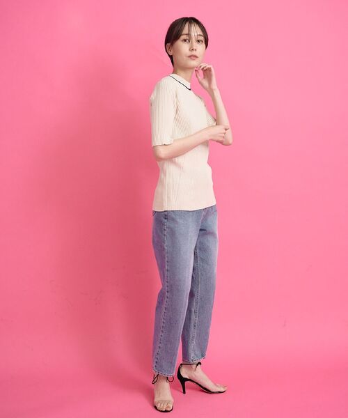 Kari & lili(カウリアンドリィリィ)の「neck line rib tops(ニット/セーター・レディース・ダークブルー/ライトブルー/オフホワイト・FREE)」の6枚目の写真