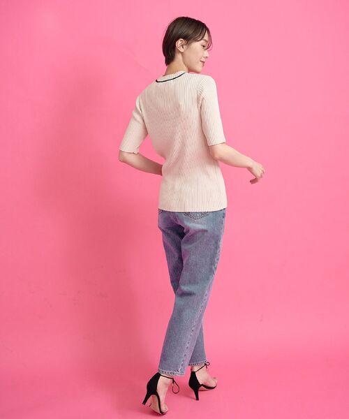 Kari & lili(カウリアンドリィリィ)の「neck line rib tops(ニット/セーター・レディース・ダークブルー/ライトブルー/オフホワイト・FREE)」の7枚目の写真
