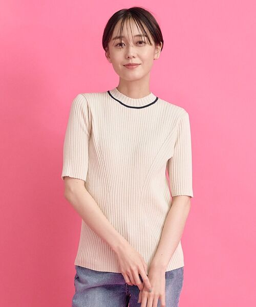 Kari & lili(カウリアンドリィリィ)の「neck line rib tops(ニット/セーター・レディース・ダークブルー/ライトブルー/オフホワイト・FREE)」の8枚目の写真