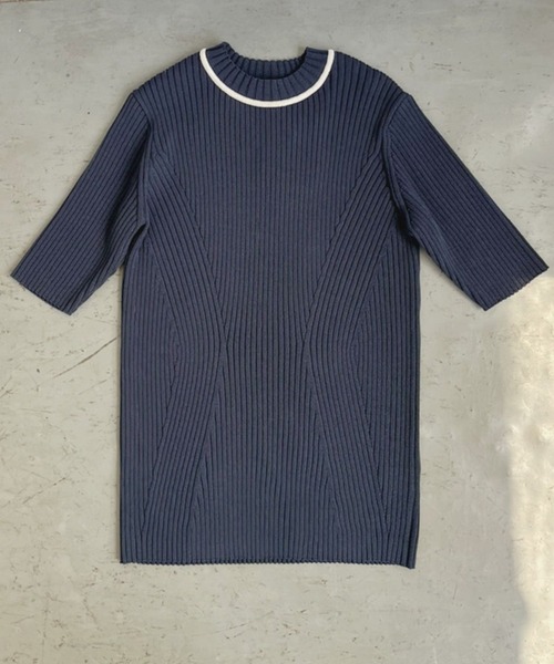 Kari & lili(カウリアンドリィリィ)の「neck line rib tops(ニット/セーター・レディース・ダークブルー/ライトブルー/オフホワイト・FREE)」の3枚目の写真