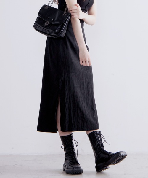Figments(フィグメンツ)の「サイドスリットロングスカート(スカート・レディース・ブラック・FREE)」の1枚目の写真
