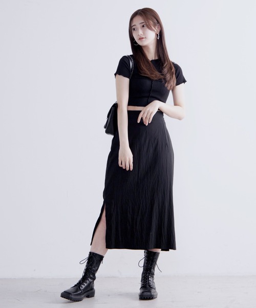 Figments(フィグメンツ)の「サイドスリットロングスカート(スカート・レディース・ブラック・FREE)」の9枚目の写真