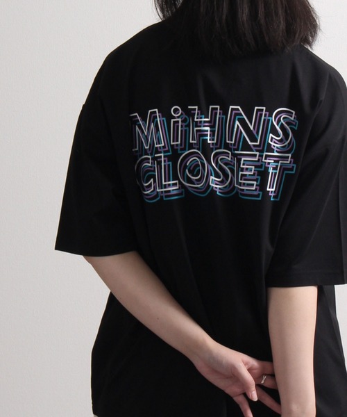 mihns closet(ミンズクローゼット)の「【mihns closet/ミンズクローゼット】中空糸天竺ロゴプリント半袖ビッグシルエットTシャツ(Tシャツ/カットソー・メンズ・ホワイト/ブラック系その他/ホワイト系その他/ブラック・M/L)」の6枚目の写真