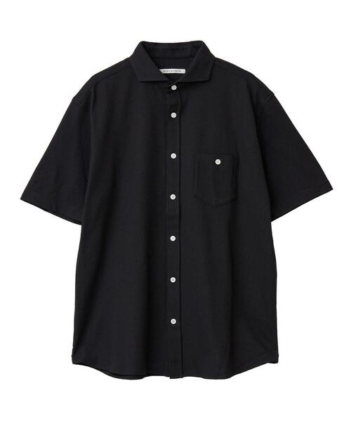 MEN'S MELROSE(メンズメルローズ)の「リンクスジャージホリゾンタルカラー半袖シャツ(シャツ/ブラウス・メンズ・グレー/ネイビー/ブラック・4/3/2)」の5枚目の写真