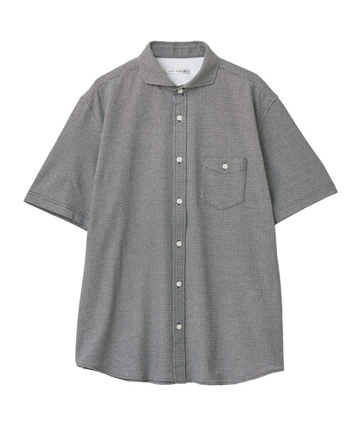 MEN'S MELROSE(メンズメルローズ)の「リンクスジャージホリゾンタルカラー半袖シャツ(シャツ/ブラウス・メンズ・グレー/ネイビー/ブラック・4/3/2)」の6枚目の写真