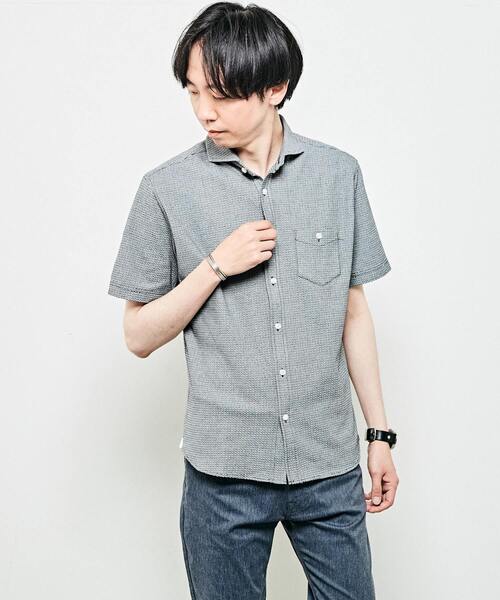MEN'S MELROSE(メンズメルローズ)の「リンクスジャージホリゾンタルカラー半袖シャツ(シャツ/ブラウス・メンズ・グレー/ネイビー/ブラック・4/3/2)」の12枚目の写真
