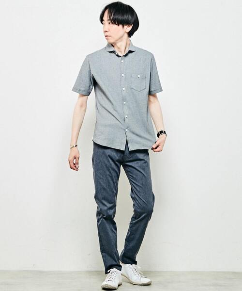 MEN'S MELROSE(メンズメルローズ)の「リンクスジャージホリゾンタルカラー半袖シャツ(シャツ/ブラウス・メンズ・グレー/ネイビー/ブラック・4/3/2)」の13枚目の写真