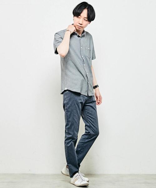MEN'S MELROSE(メンズメルローズ)の「リンクスジャージホリゾンタルカラー半袖シャツ(シャツ/ブラウス・メンズ・グレー/ネイビー/ブラック・4/3/2)」の14枚目の写真