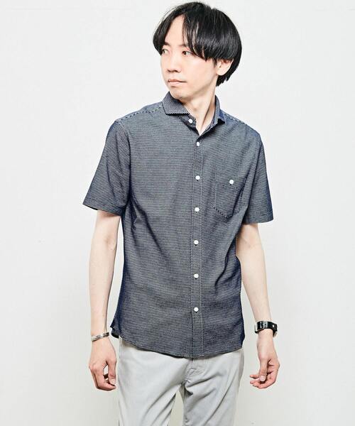 MEN'S MELROSE(メンズメルローズ)の「リンクスジャージホリゾンタルカラー半袖シャツ(シャツ/ブラウス・メンズ・グレー/ネイビー/ブラック・4/3/2)」の15枚目の写真