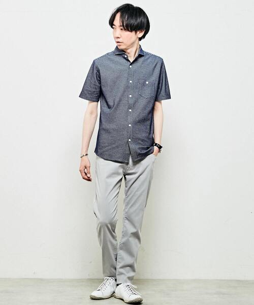MEN'S MELROSE(メンズメルローズ)の「リンクスジャージホリゾンタルカラー半袖シャツ(シャツ/ブラウス・メンズ・グレー/ネイビー/ブラック・4/3/2)」の16枚目の写真