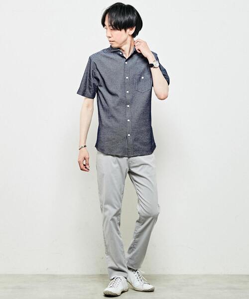 MEN'S MELROSE(メンズメルローズ)の「リンクスジャージホリゾンタルカラー半袖シャツ(シャツ/ブラウス・メンズ・グレー/ネイビー/ブラック・4/3/2)」の17枚目の写真