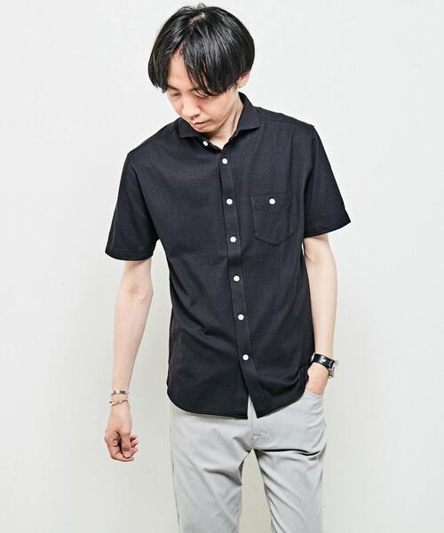 MEN'S MELROSE(メンズメルローズ)の「リンクスジャージホリゾンタルカラー半袖シャツ(シャツ/ブラウス・メンズ・グレー/ネイビー/ブラック・4/3/2)」の18枚目の写真