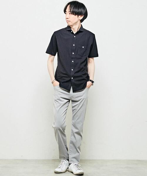 MEN'S MELROSE(メンズメルローズ)の「リンクスジャージホリゾンタルカラー半袖シャツ(シャツ/ブラウス・メンズ・グレー/ネイビー/ブラック・4/3/2)」の19枚目の写真