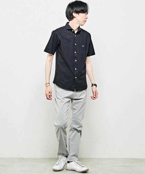 MEN'S MELROSE(メンズメルローズ)の「リンクスジャージホリゾンタルカラー半袖シャツ(シャツ/ブラウス・メンズ・グレー/ネイビー/ブラック・4/3/2)」の20枚目の写真