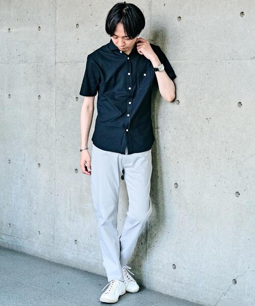 MEN'S MELROSE(メンズメルローズ)の「リンクスジャージホリゾンタルカラー半袖シャツ(シャツ/ブラウス・メンズ・グレー/ネイビー/ブラック・4/3/2)」の21枚目の写真