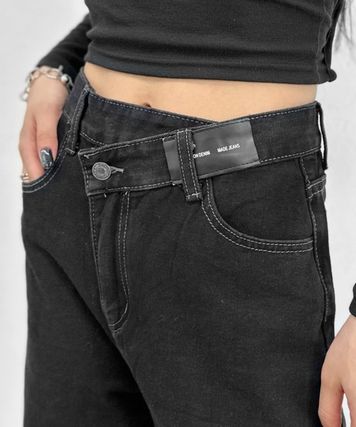 LVEU.（ラブユ.）の「Asymmetric waist design denim / アシンメトリーウエストデザインデニム（デニムパンツ・レディース・ブラック・FREE）」の12枚目の写真