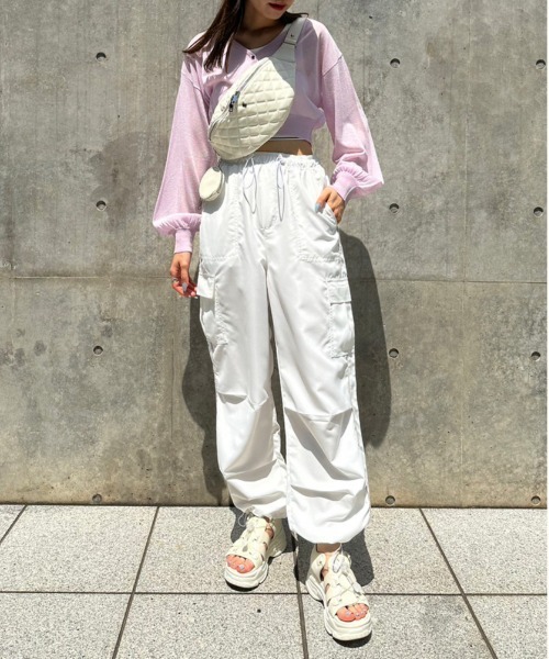 OLIVE des OLIVE（オリーブデオリーブ）の「サイドラインカーゴパンツ　1031020080（カーゴパンツ・レディース・ラベンダー/オートミール/ピンク/オフホワイト/ブラック・FREE）」の18枚目の写真