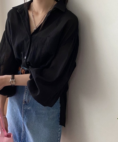 deux amour(ドゥーザムール)の「バックコンシャスシアーブラウス(Tシャツ/カットソー・レディース・ホワイト/ブラック/ブルー・FREE)」の14枚目の写真