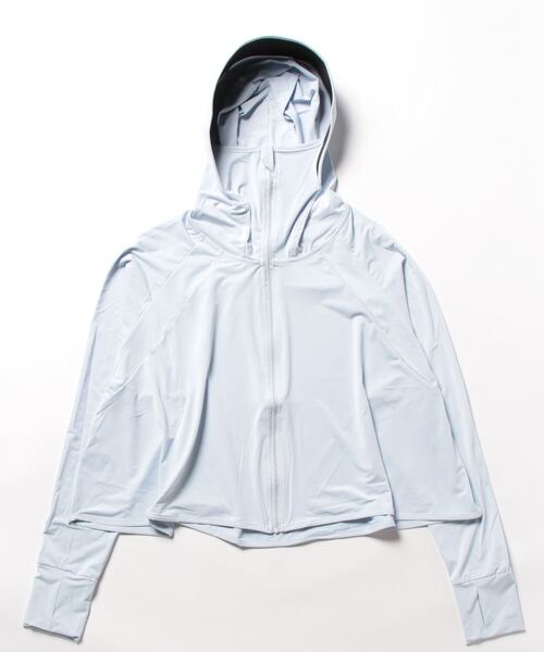 Coo+i（クーイ）の「UPF50+ 冷感ツバ付きUVカットパーカー  ショート丈type（パーカー・レディース・ピンク/ホワイト/ラベンダー/カーキ/モカ/グレー/ブルー/スモークピンク/ブルー系その他・FREE）」の14枚目の写真