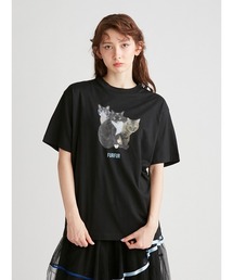 【FURFUR×上國料萌衣】トリプルキャットフォトTシャツ