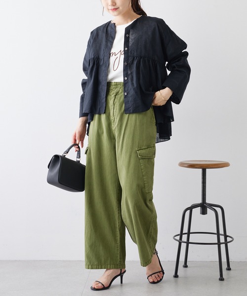 PUAL CE CIN（ピュアルセシン）の「コットンリネン クロップドギャザー