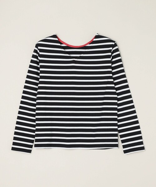 quaranciel（カランシエル）の「quaranciel:〈洗濯機可能〉2way ボーダー プルオーバー（Tシャツ/カットソー・レディース・オフホワイト/ブラック・ONE SIZE）」の5枚目の写真