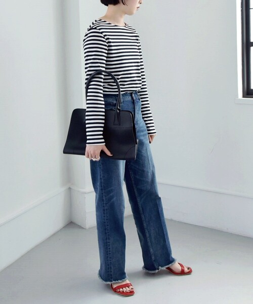 quaranciel（カランシエル）の「quaranciel:〈洗濯機可能〉2way ボーダー プルオーバー（Tシャツ/カットソー・レディース・オフホワイト/ブラック・ONE SIZE）」の22枚目の写真