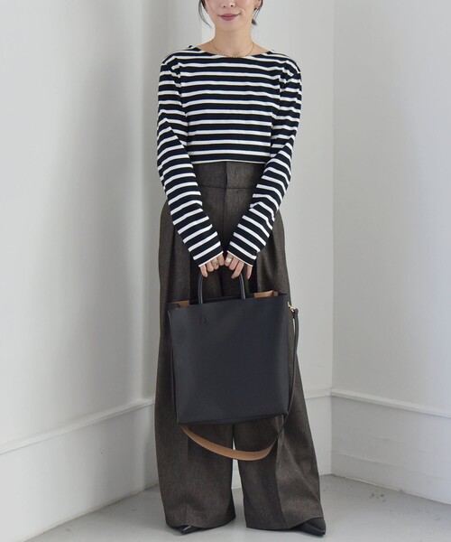 quaranciel（カランシエル）の「quaranciel:〈洗濯機可能〉2way ボーダー プルオーバー（Tシャツ/カットソー・レディース・オフホワイト/ブラック・ONE SIZE）」の15枚目の写真
