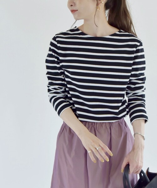 quaranciel（カランシエル）の「quaranciel:〈洗濯機可能〉2way ボーダー プルオーバー（Tシャツ/カットソー・レディース・オフホワイト/ブラック・ONE SIZE）」の13枚目の写真