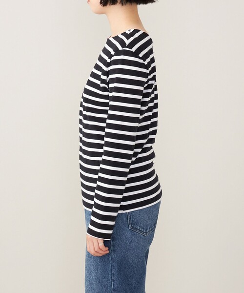 quaranciel（カランシエル）の「quaranciel:〈洗濯機可能〉2way ボーダー プルオーバー（Tシャツ/カットソー・レディース・オフホワイト/ブラック・ONE SIZE）」の4枚目の写真