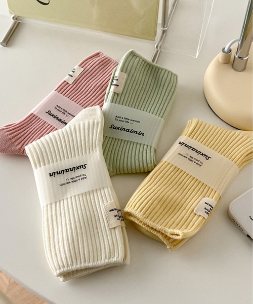 Chick(チック)の「バックデザインリブソックス(ソックス/靴下・レディース・ブラック/パープル/ピンク/ブルー/グリーン/アイボリー・FREE)」の3枚目の写真