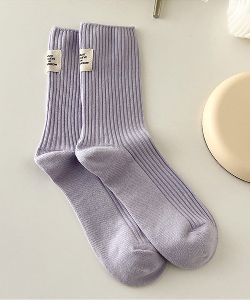 Chick(チック)の「バックデザインリブソックス(ソックス/靴下・レディース・ブラック/パープル/ピンク/ブルー/グリーン/アイボリー・FREE)」の6枚目の写真