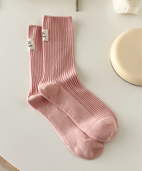 Chick(チック)の「バックデザインリブソックス(ソックス/靴下・レディース・ブラック/パープル/ピンク/ブルー/グリーン/アイボリー・FREE)」の1枚目の写真