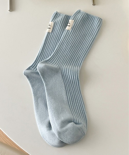 Chick(チック)の「バックデザインリブソックス(ソックス/靴下・レディース・ブラック/パープル/ピンク/ブルー/グリーン/アイボリー・FREE)」の5枚目の写真