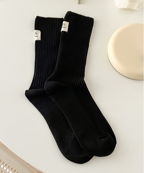 Chick(チック)の「バックデザインリブソックス(ソックス/靴下・レディース・ブラック/パープル/ピンク/ブルー/グリーン/アイボリー・FREE)」の2枚目の写真