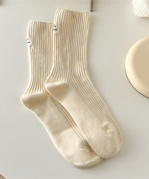 Chick(チック)の「バックデザインリブソックス(ソックス/靴下・レディース・ブラック/パープル/ピンク/ブルー/グリーン/アイボリー・FREE)」の8枚目の写真