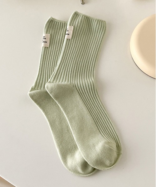 Chick(チック)の「バックデザインリブソックス(ソックス/靴下・レディース・ブラック/パープル/ピンク/ブルー/グリーン/アイボリー・FREE)」の7枚目の写真